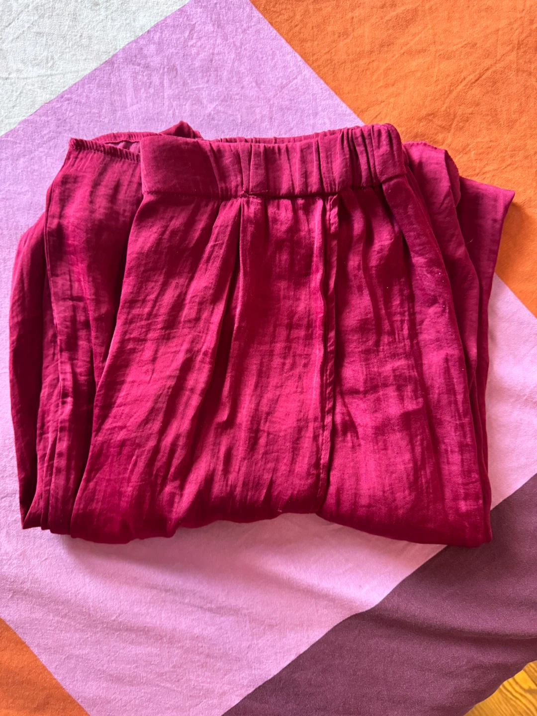 Silk Wide Leg Pants - Magenta - photo 2