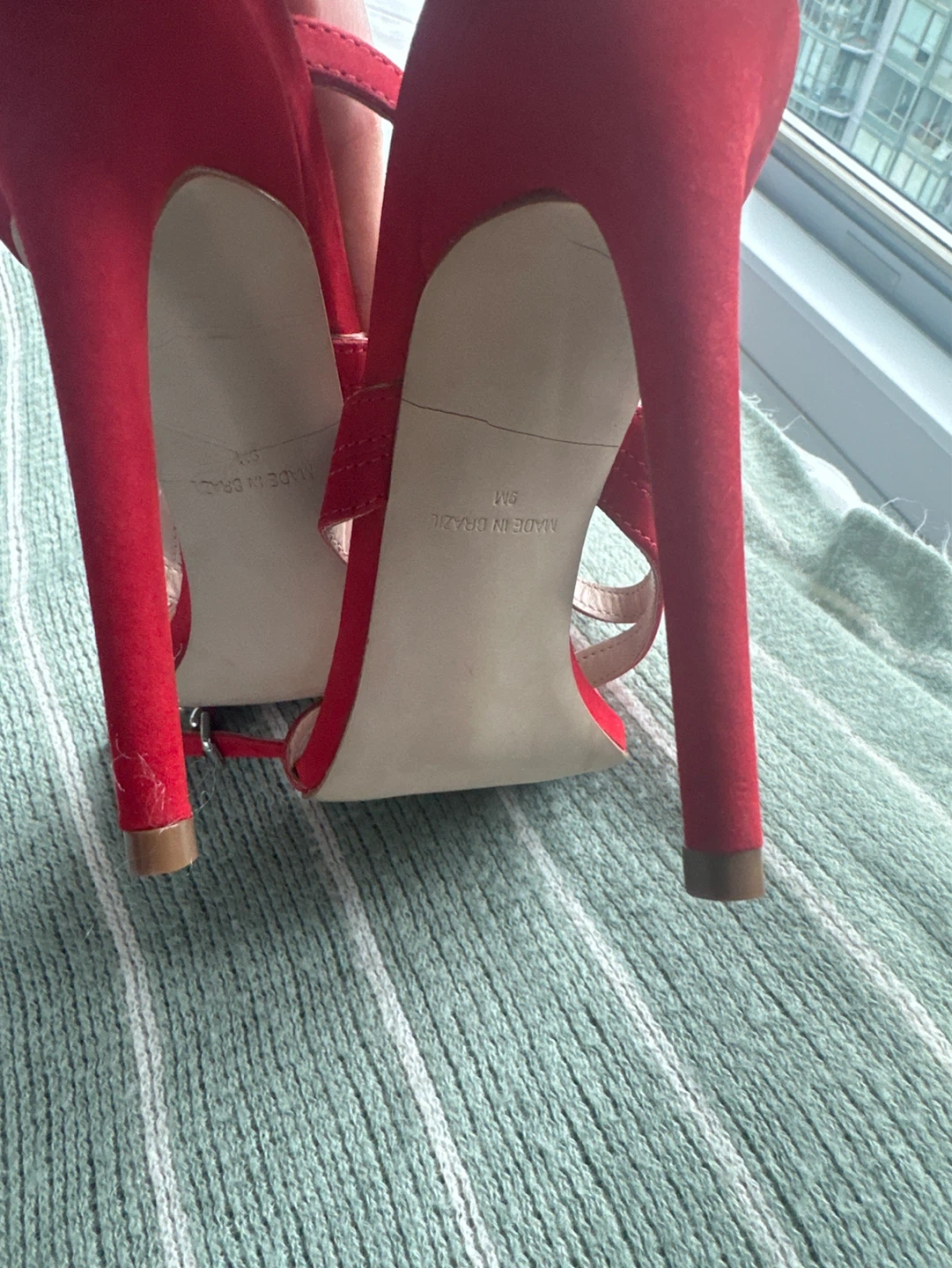 Steve Madden Red Suede Strappy High Heel Sandals Size 9M - photo 3