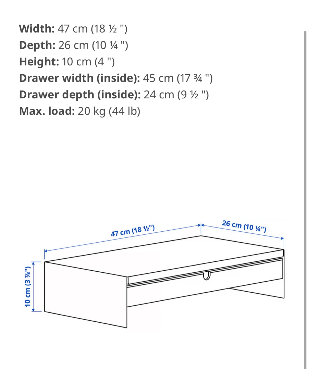 IKEA Monitor Stand with Drawer Black - photo 4