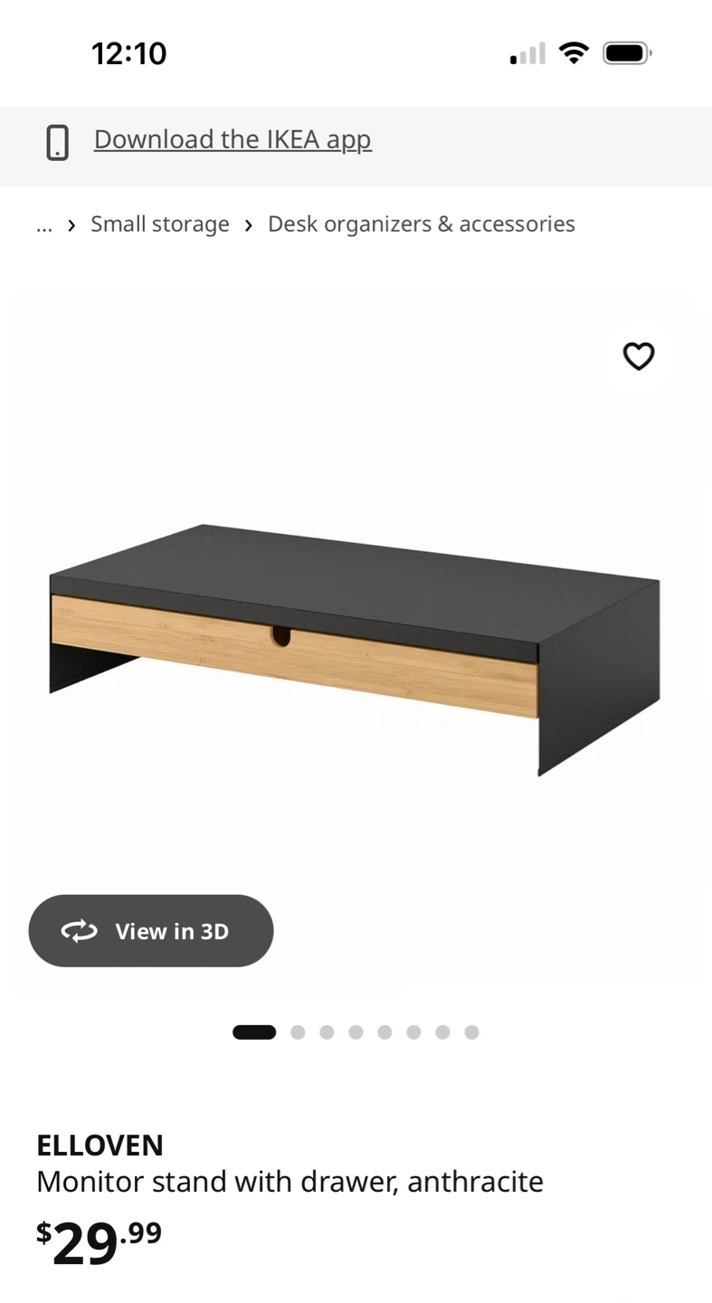 IKEA Monitor Stand with Drawer Black