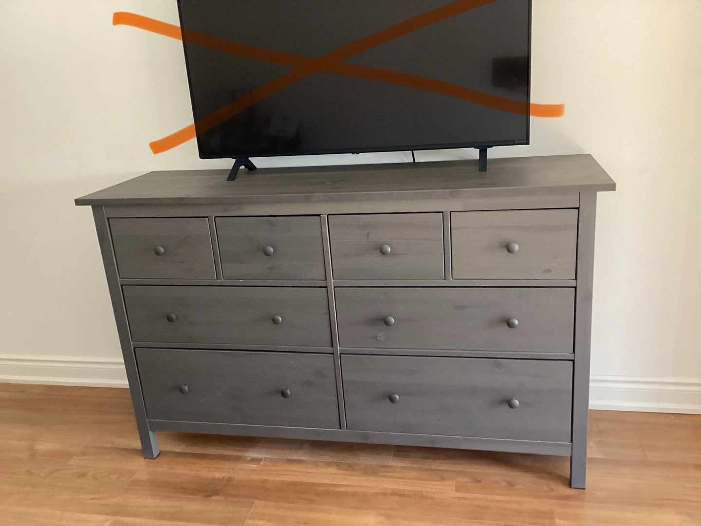 Two IKEA GULLABERG dresser with 8 drawers, dark grey