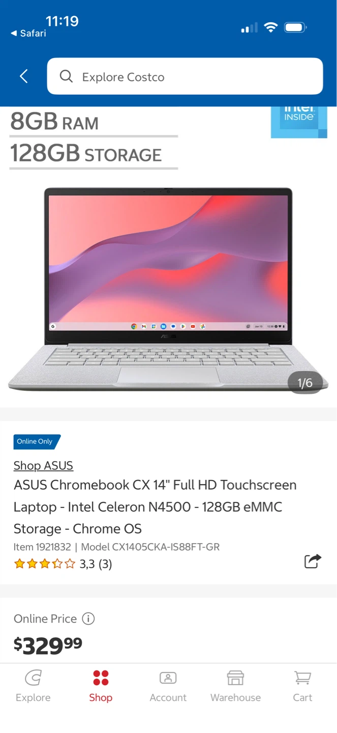 ASUS Chromebook CX14 14" FHD Touchscreen Laptop Celeron N4500 8G - photo 2