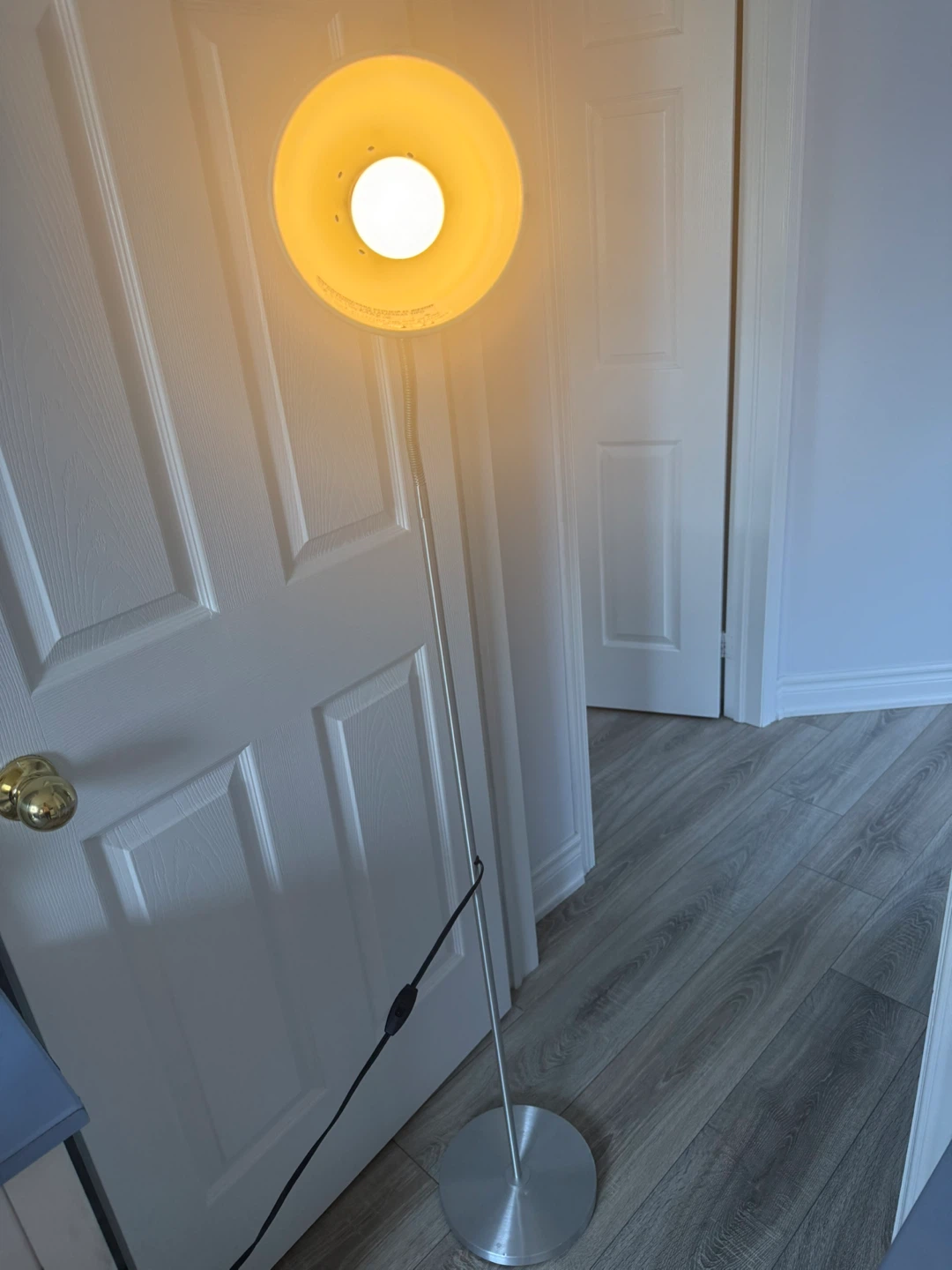 Silver Floor Lamp with Adjustable Neck
