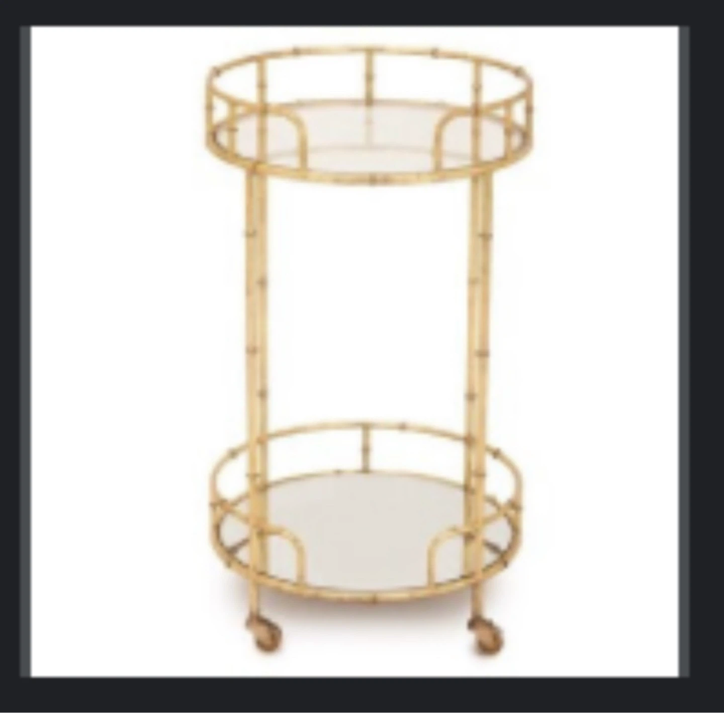 Gold Bamboo Style Bar Cart with Glass Shelves - photo 2