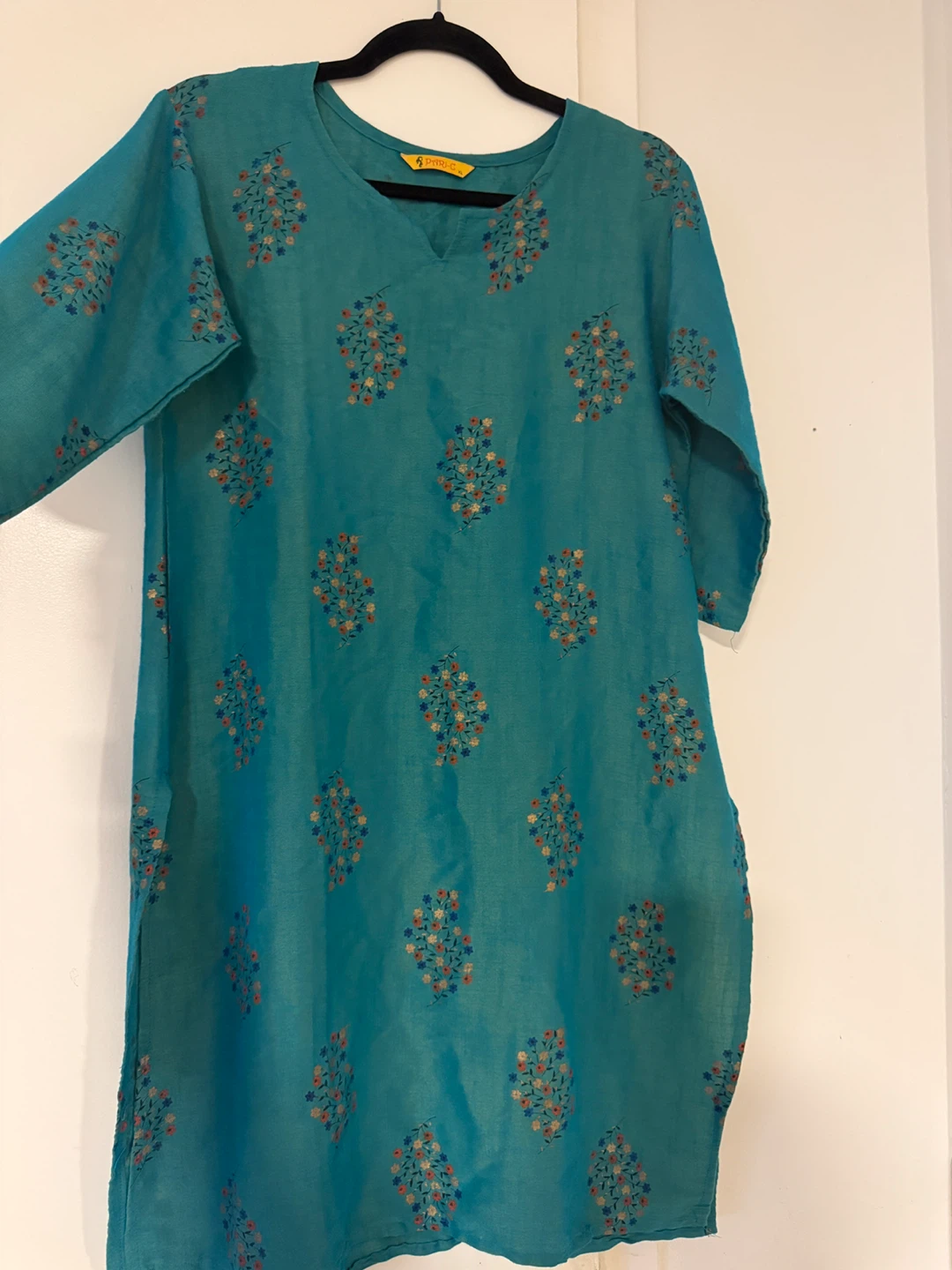 PARI-C Teal Floral Print Kurti - XL