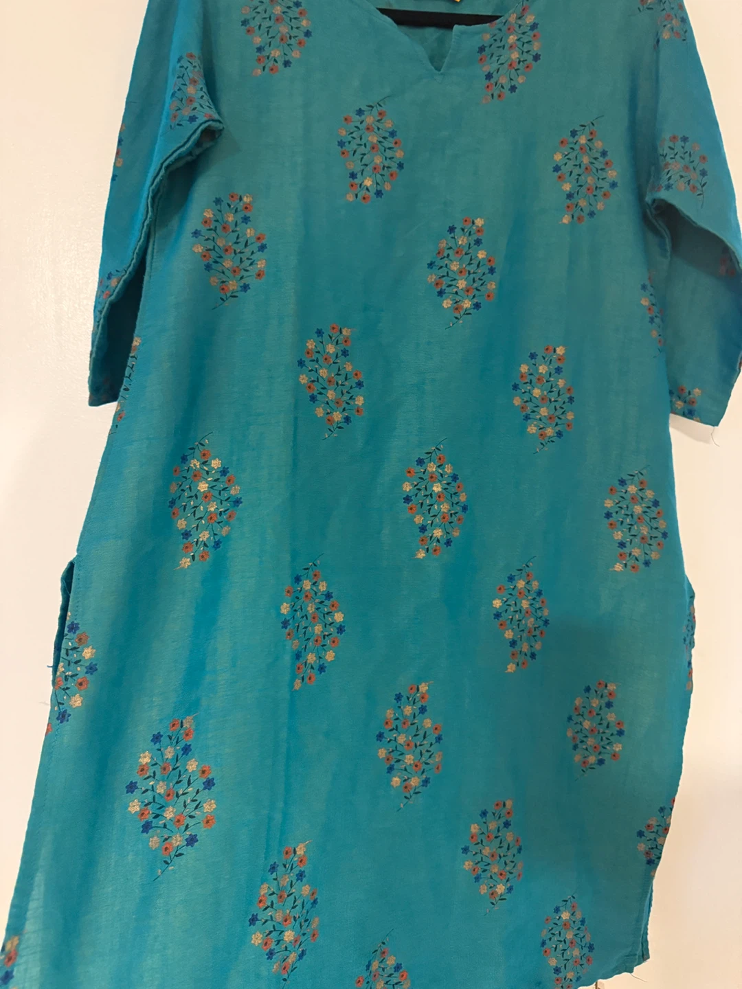 PARI-C Teal Floral Print Kurti - XL - photo 2