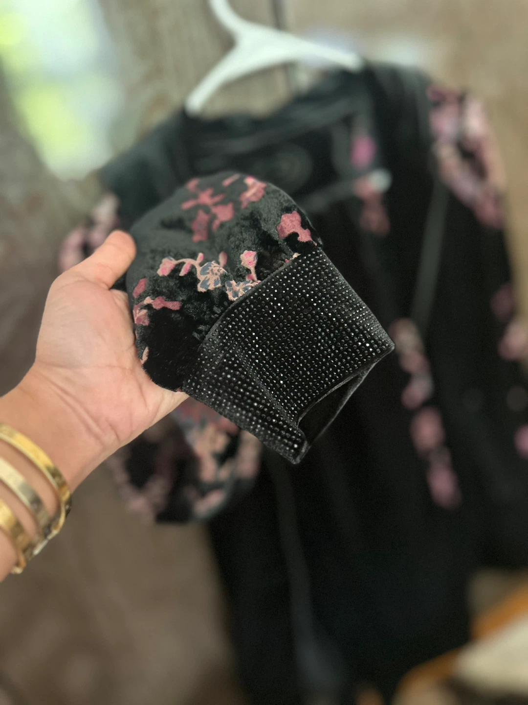 Black Velour Floral Tracksuit Set - Size 38 - photo 2