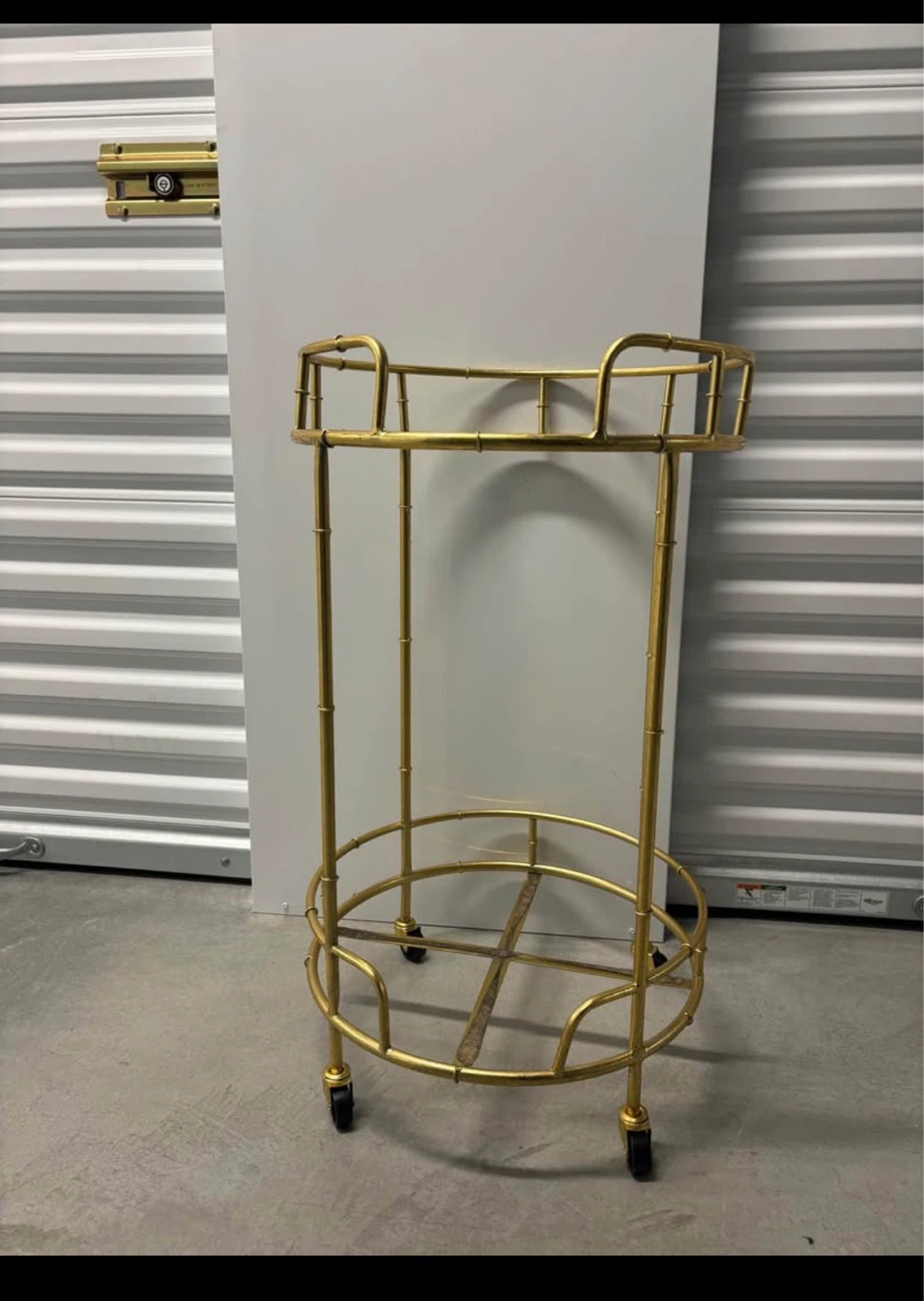 Gold Bamboo Style Bar Cart with Glass Shelves