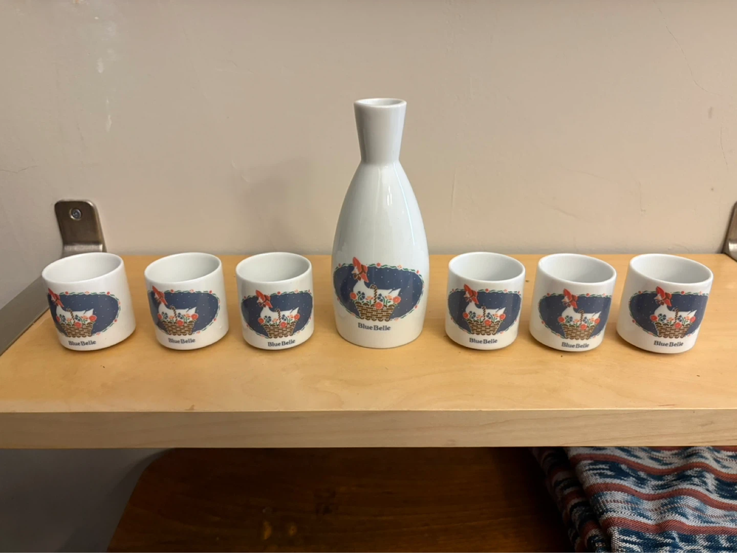 Blue Belle Sake Set with 6 Cups and 1 Carafe