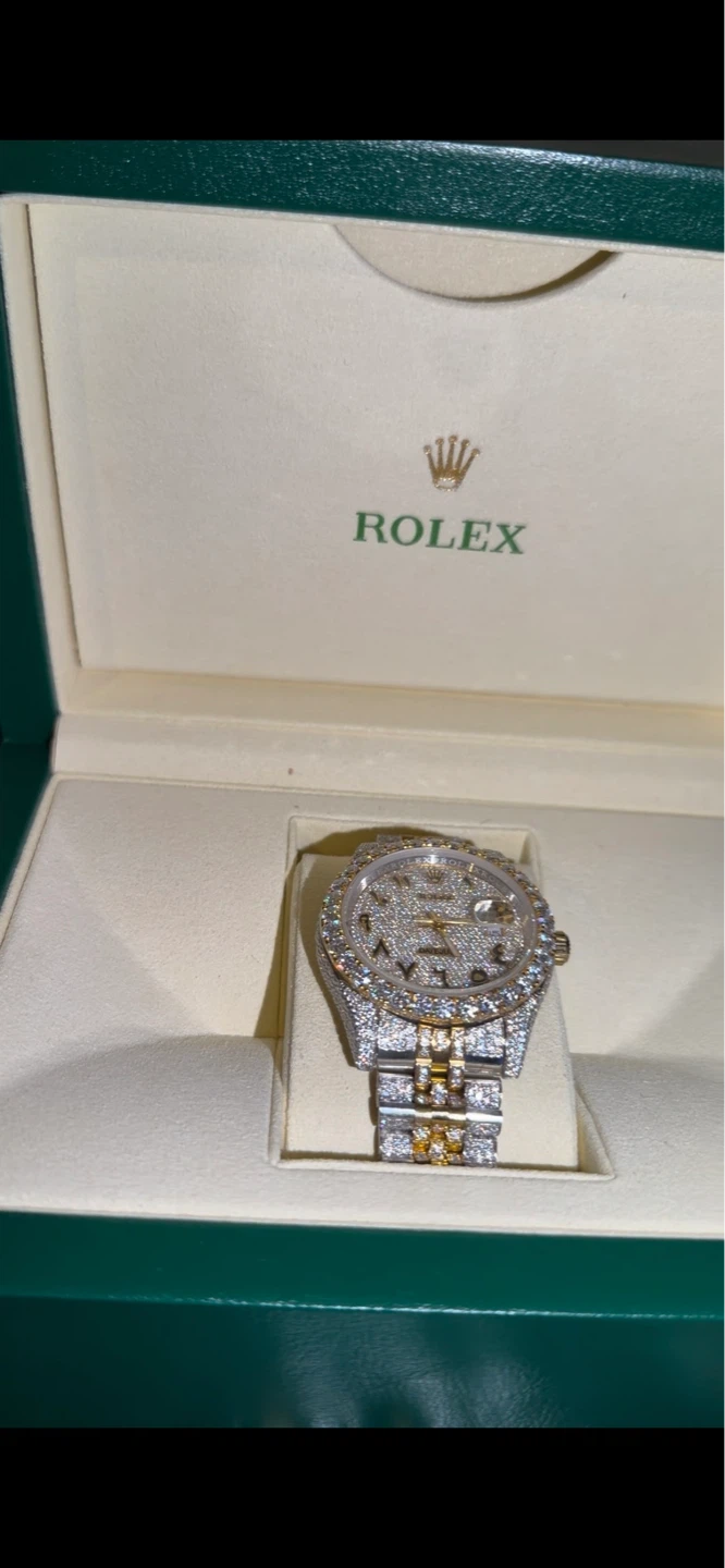 Aftermarket Rolex Watch Two Tone, Diamond Bezel and Dial
