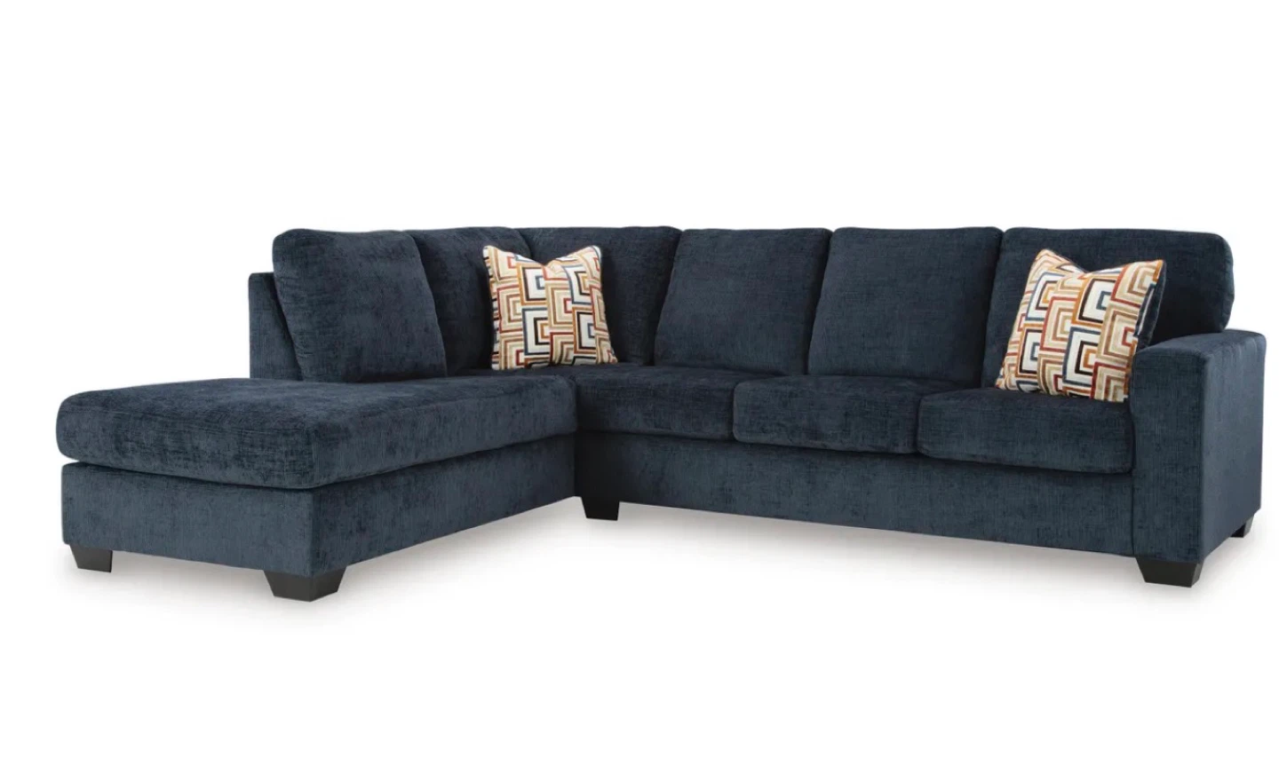 Navy Blue Sectional Couch with Pullout Mattress