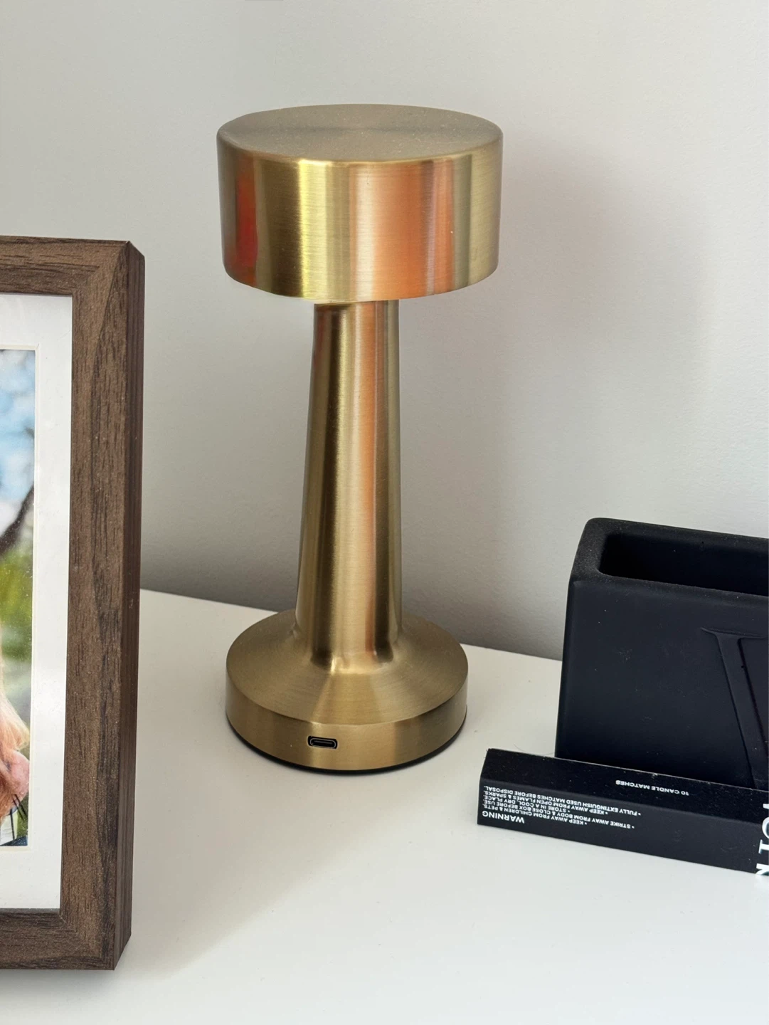 Gold Metal Table Lamp with USB Charging