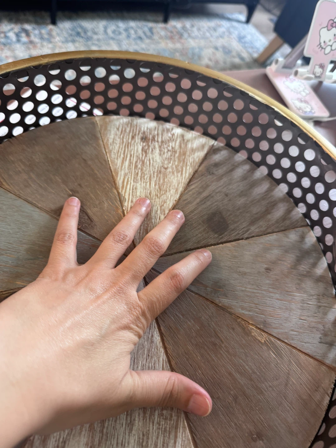 Round Decorative Tray Wood & Metal - photo 3