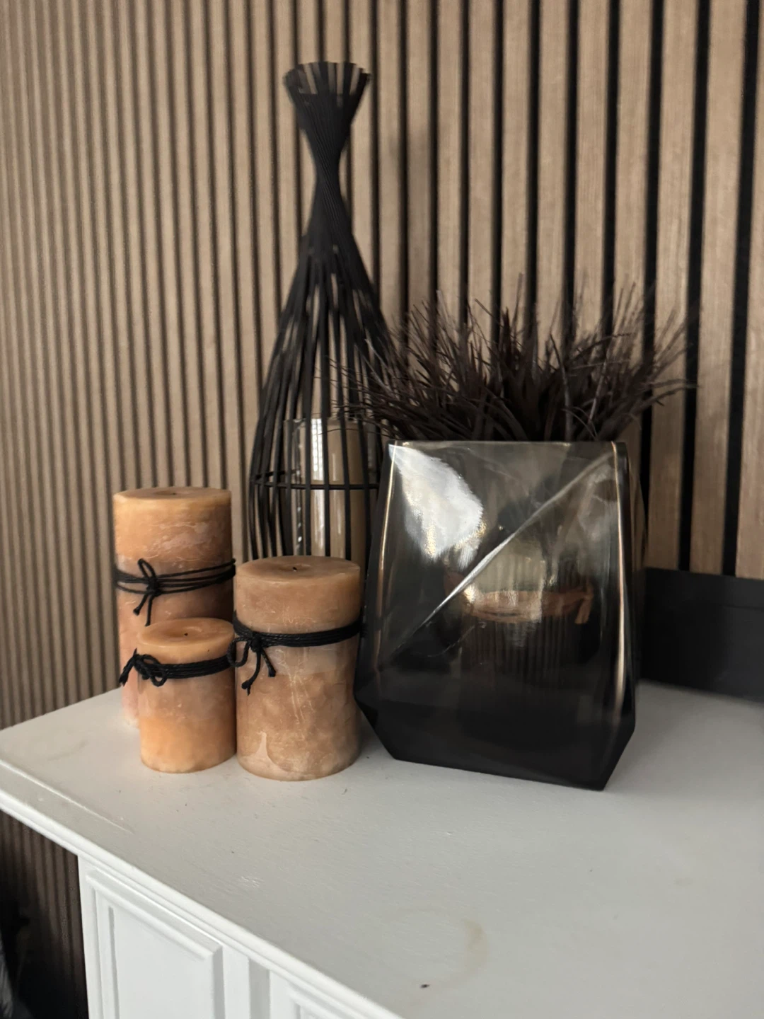 Set of 3 pillar candles and decorative vase - photo 2