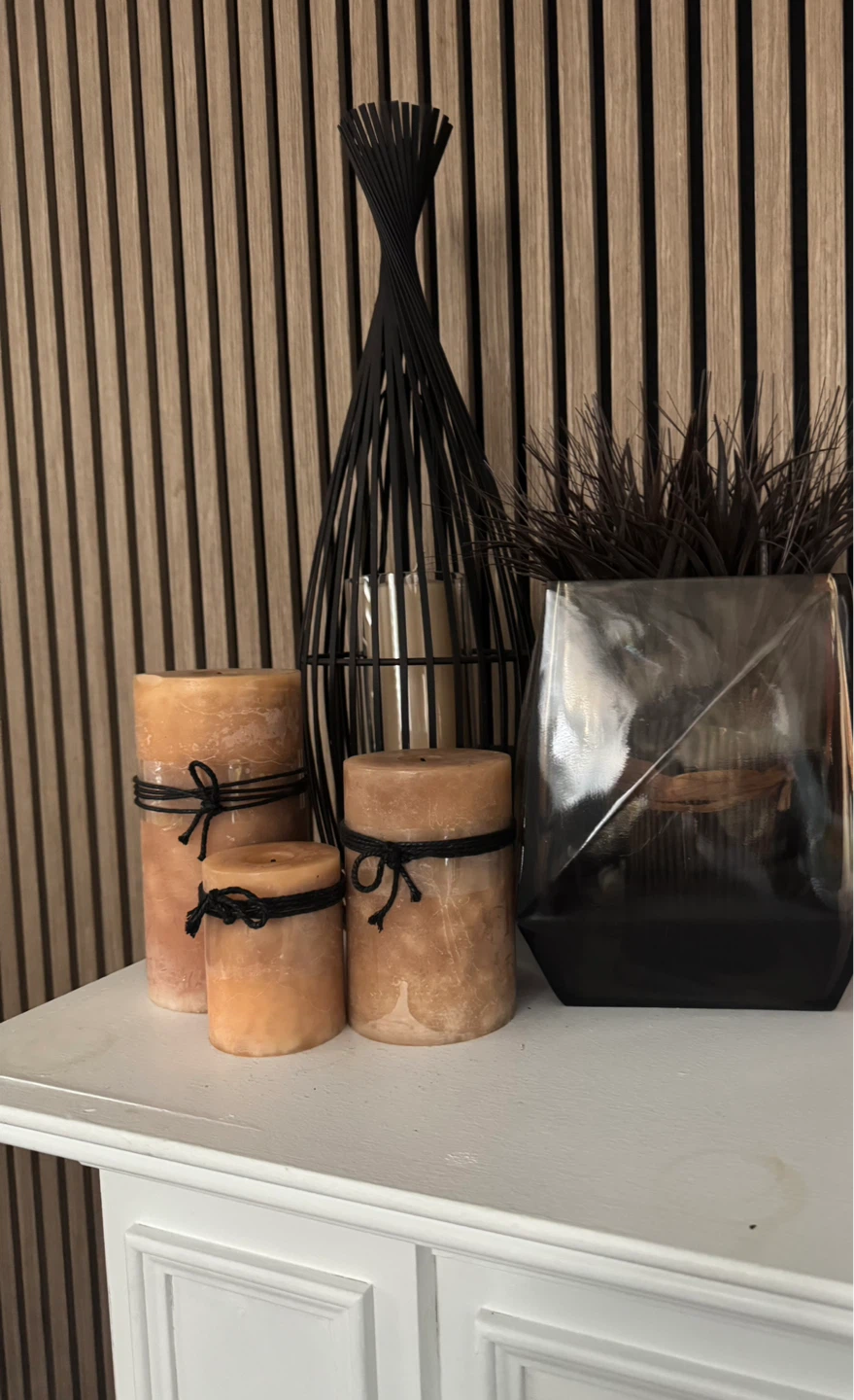Set of 3 pillar candles and decorative vase - photo 3