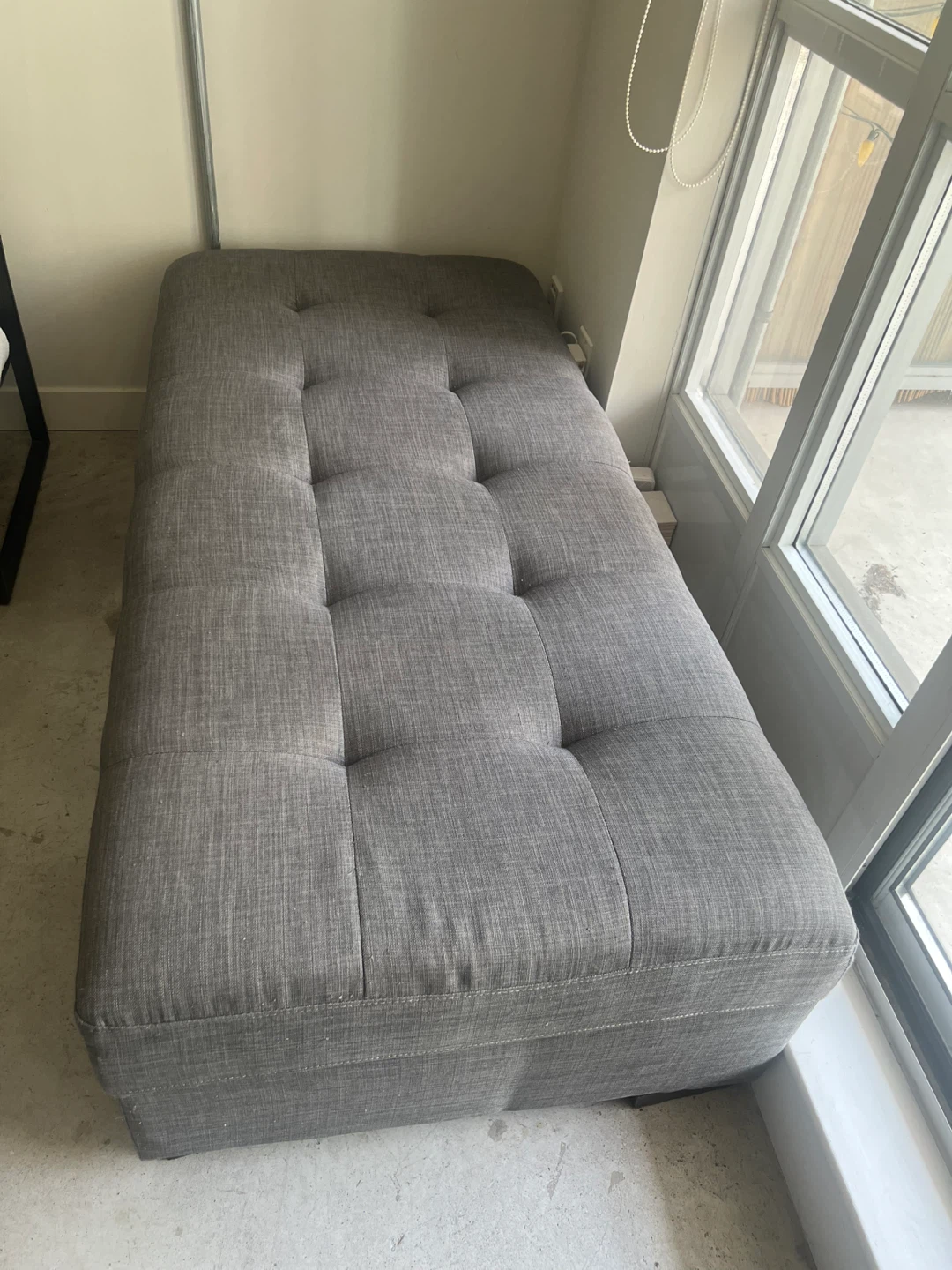 Grey Tufted Storage Ottoman Bench