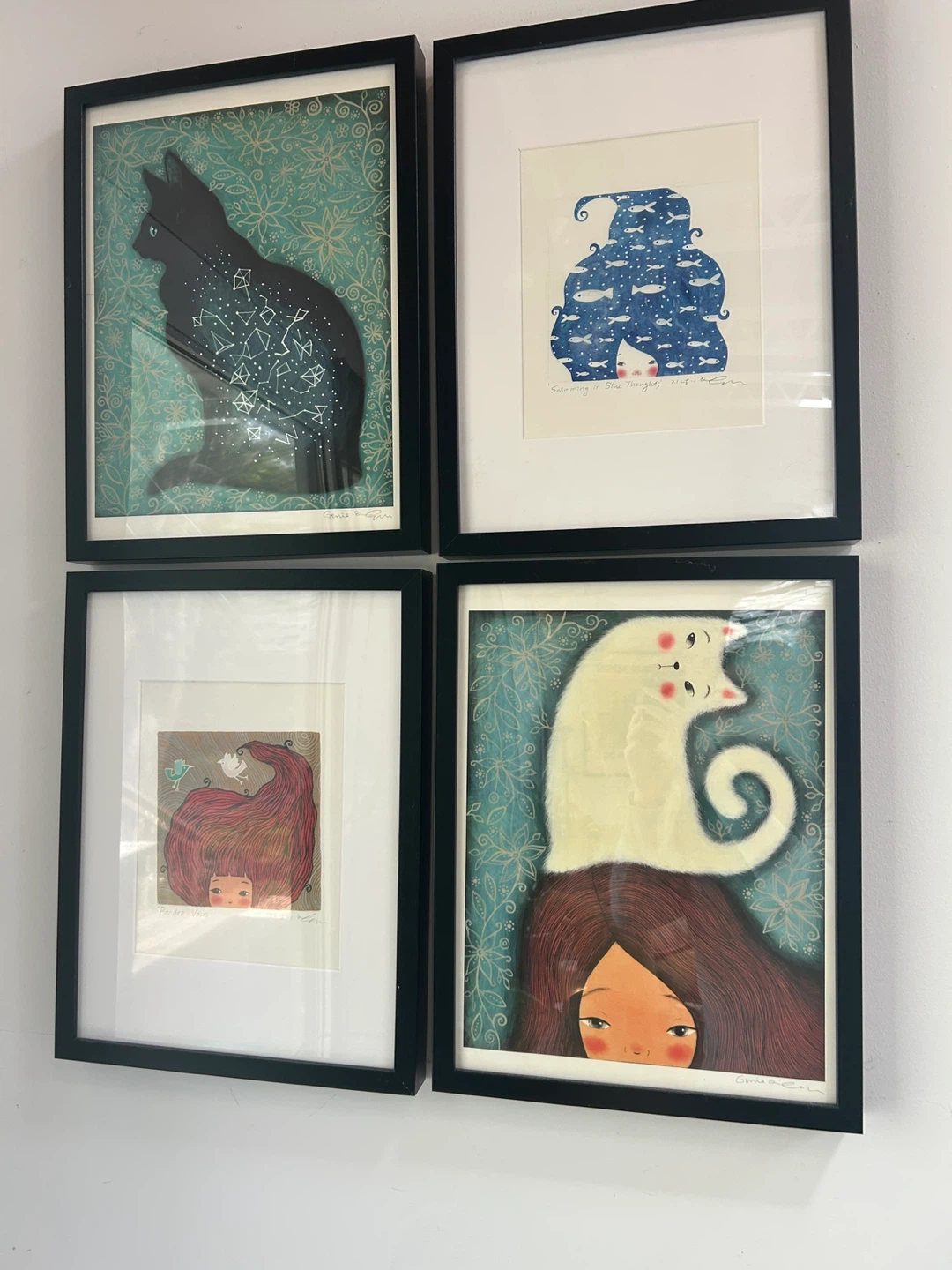 Set of 4 Framed Art Prints (13x17)