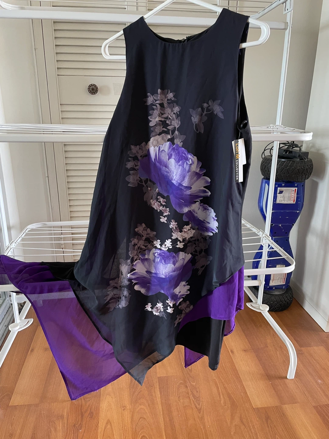 Black Floral Chiffon Overlay Dress