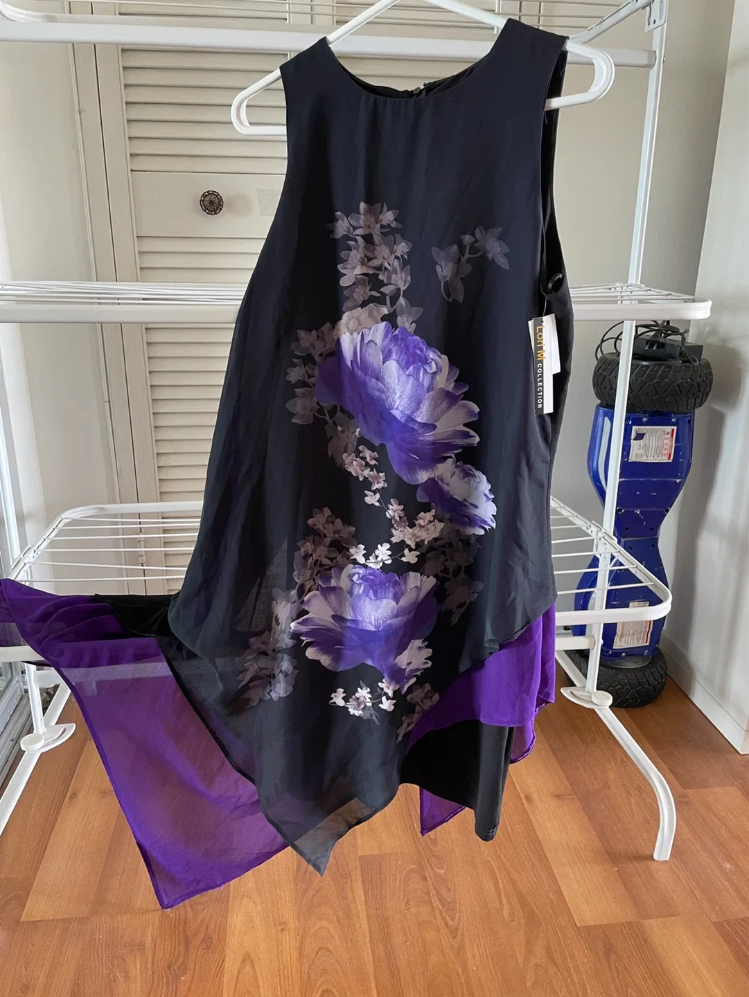 Black Floral Chiffon Overlay Dress