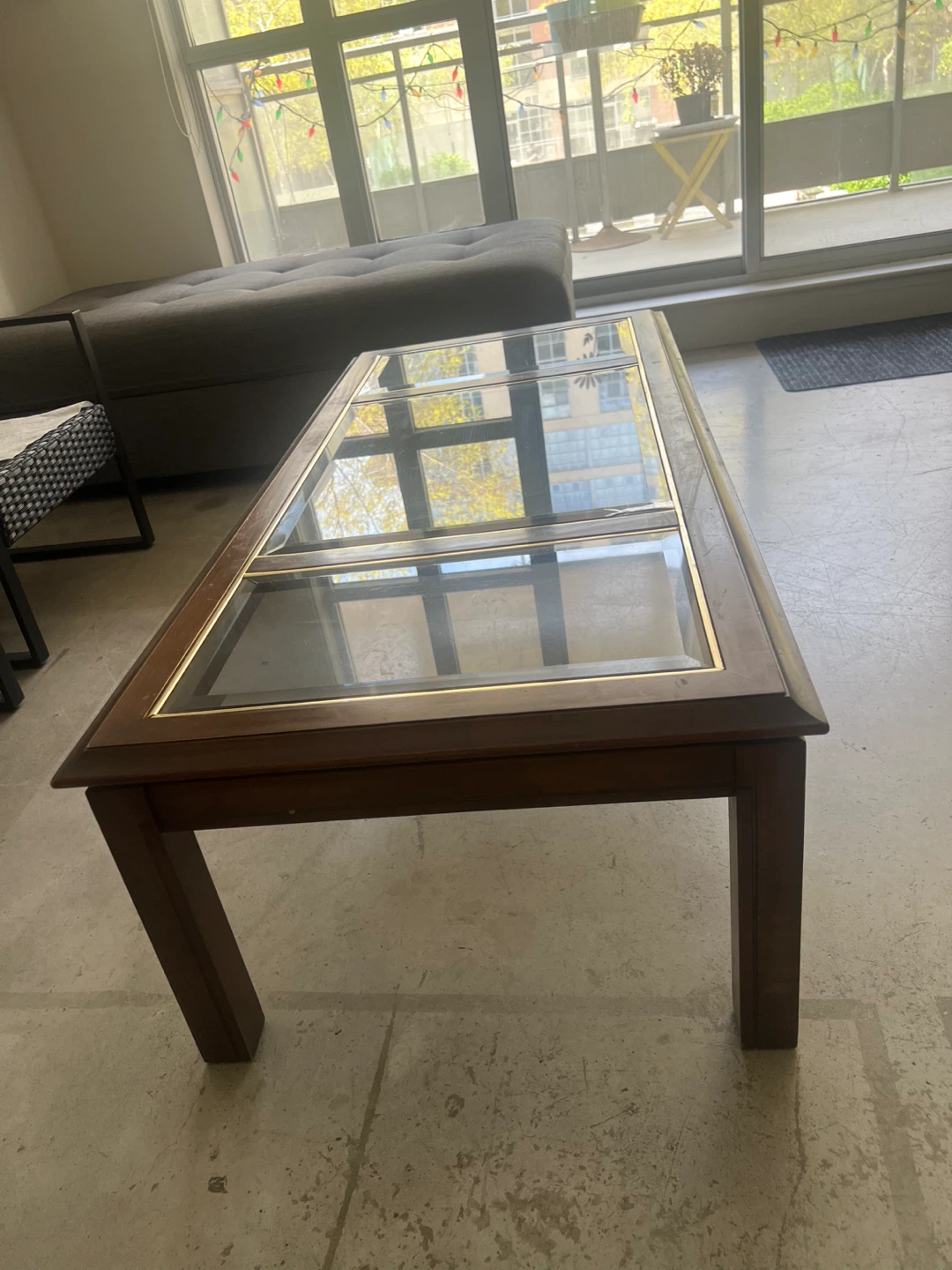 Wooden Coffee Table with Glass Top