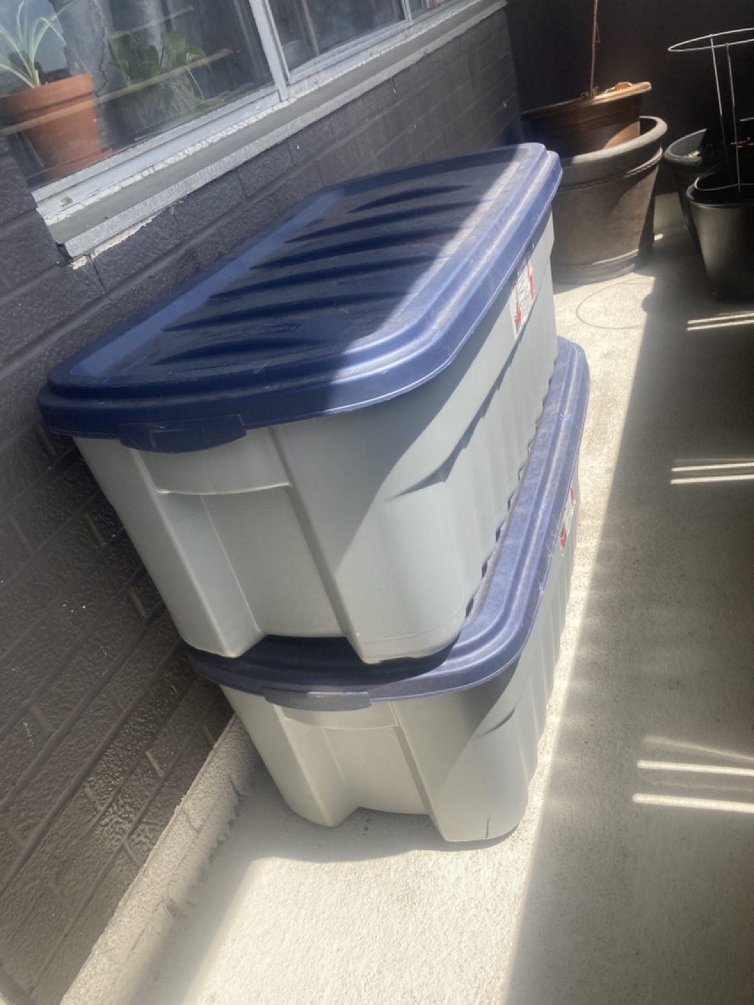 Stackable Storage Totes with Lids - Set of 2