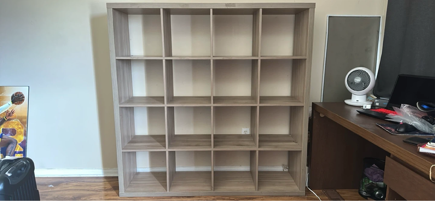 Grey Wood Cube Storage Shelf Unit