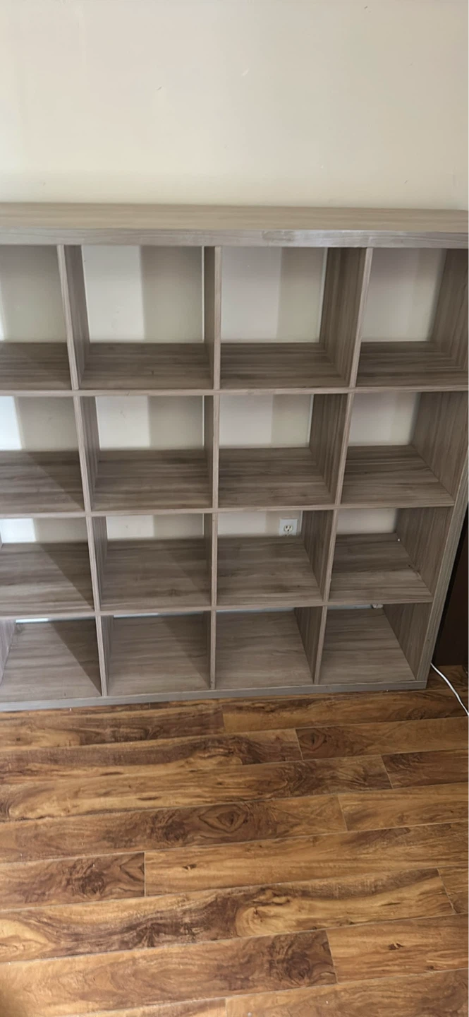 Grey Wood Cube Storage Shelf Unit - photo 3