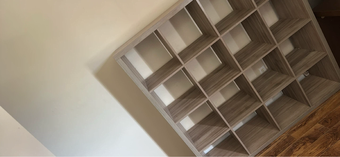 Grey Wood Cube Storage Shelf Unit - photo 2