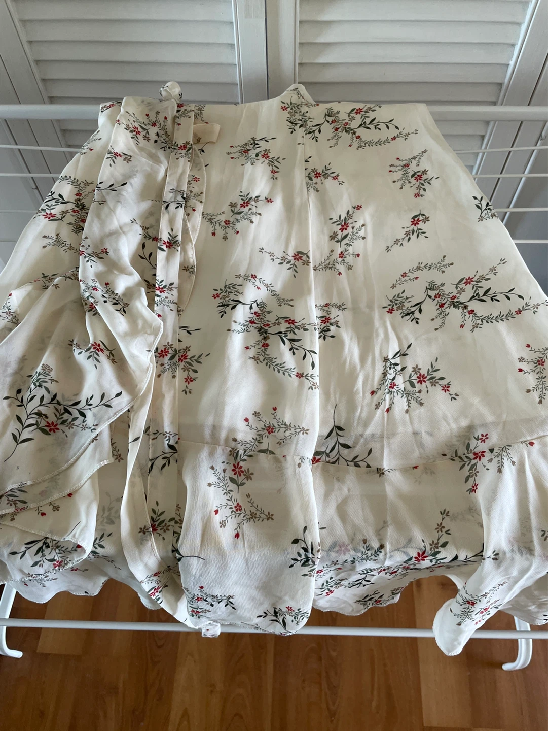 Cream floral print midi skirt