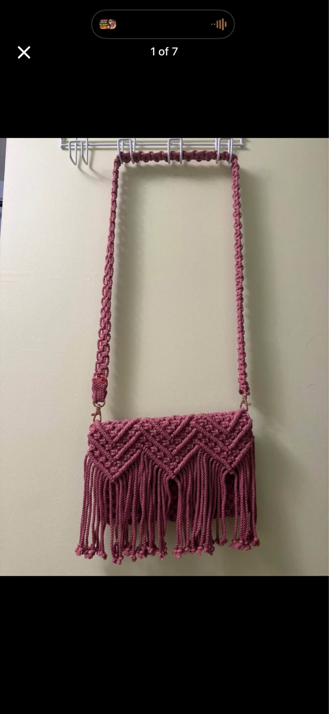 Handmade Crochet Boho Crossbody  Purse