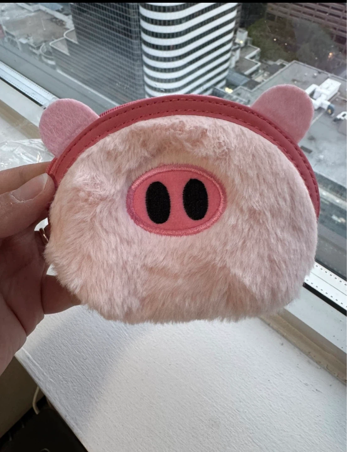 Pink Plush Pig Coin Purse