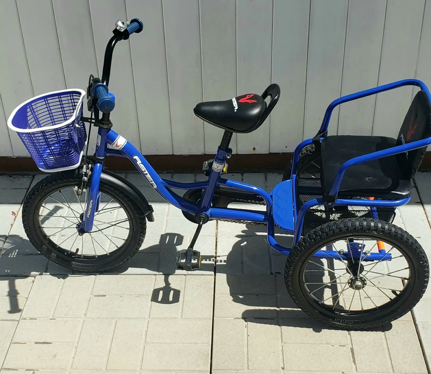 Aster Blue Tricycle with Basket and Rear Seat