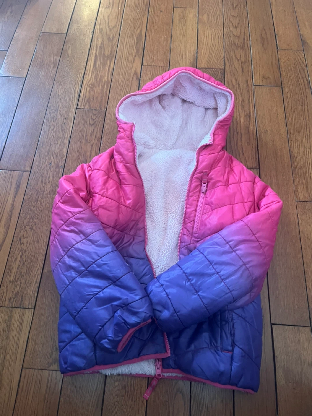 Girl's Reversible Puffer Fleece Jacket - photo 2