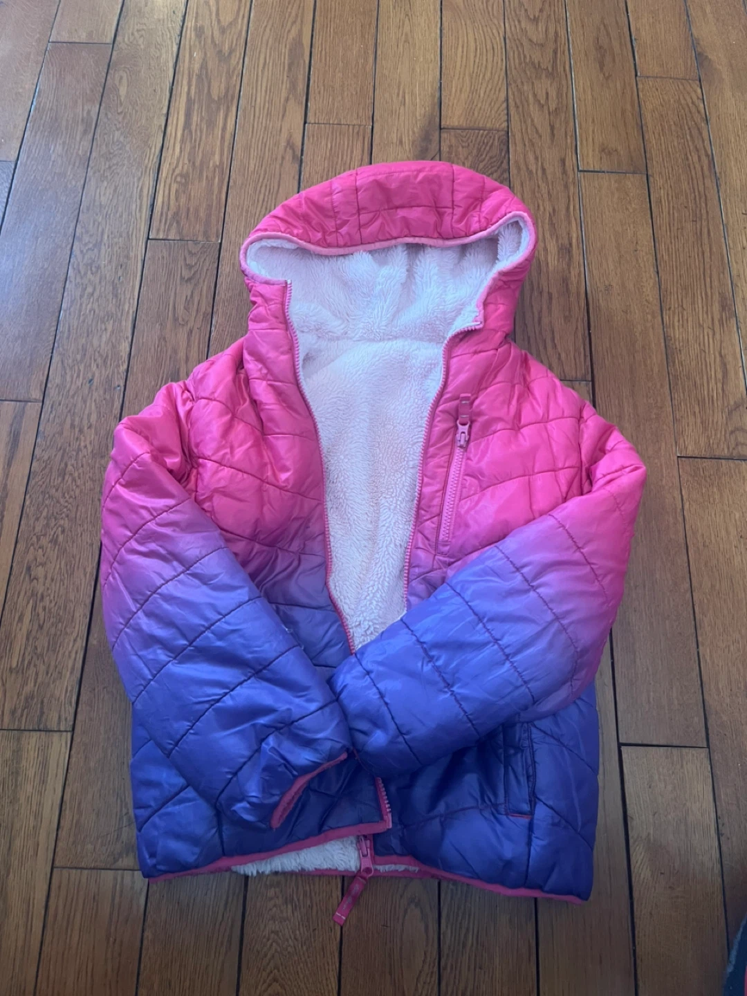 Girl's Reversible Puffer Fleece Jacket - photo 3