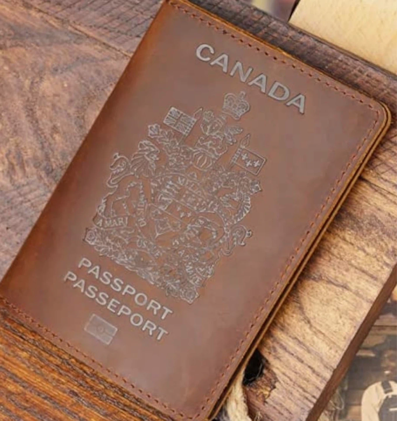 Canada Passport Holder Cover Brown Leather - photo 3