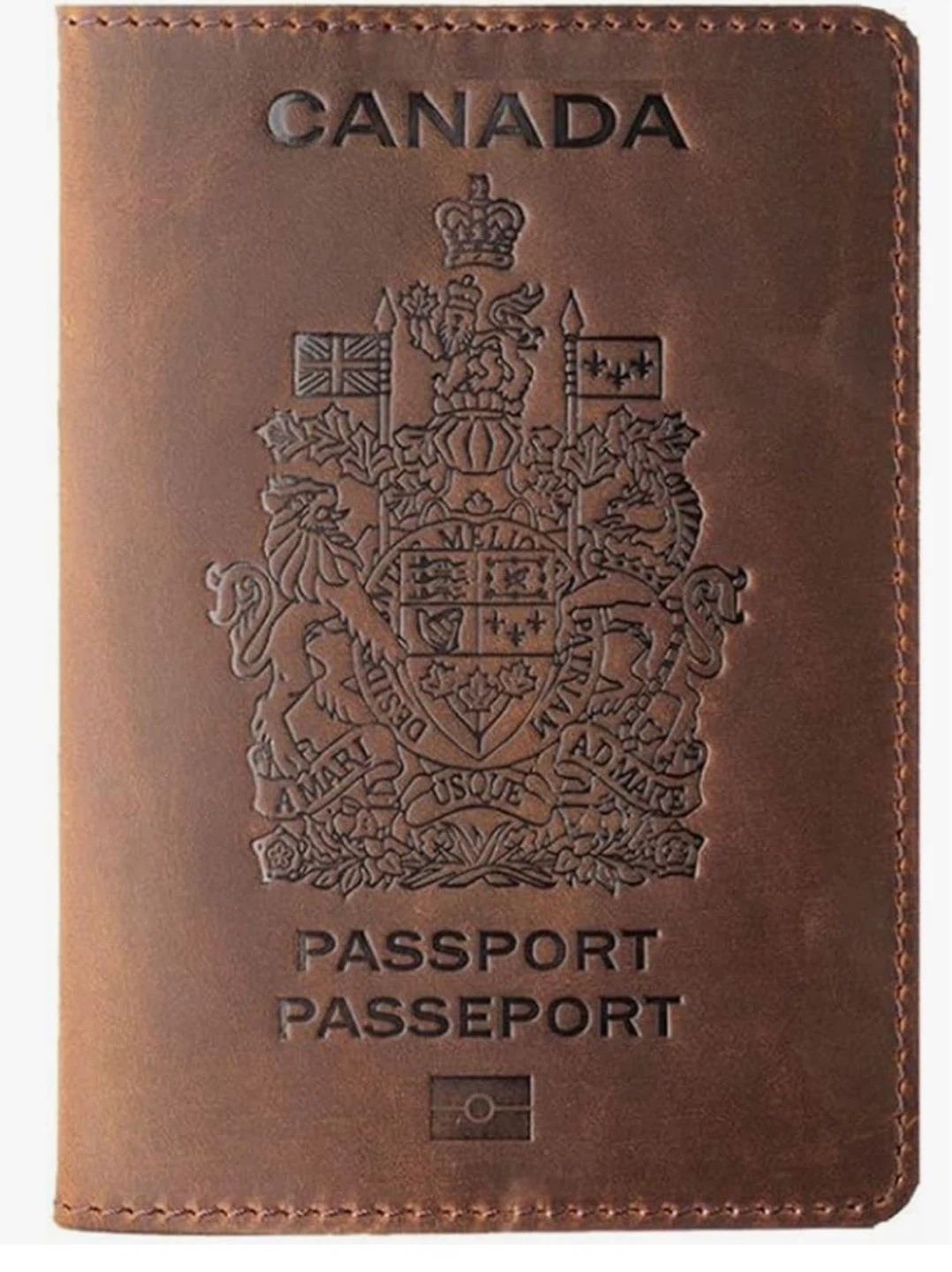 Canada Passport Holder Cover Brown Leather