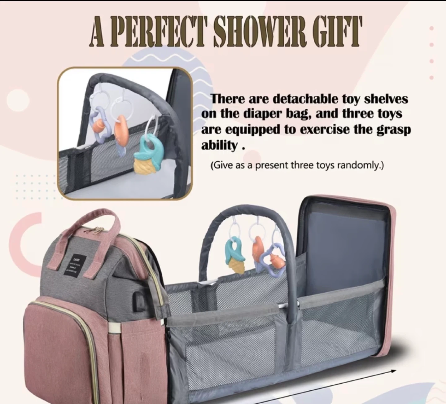 LAND Diaper Bag Backpack with Bassinet and USB - photo 5
