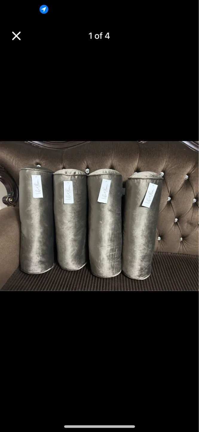 Set of 4 Grey Bolster Pillows