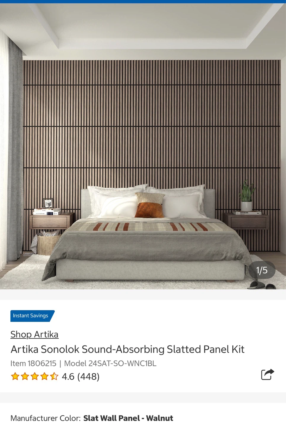 Artika Sonolok Sound-Absorbing Slatted Panel Kit - Walnut