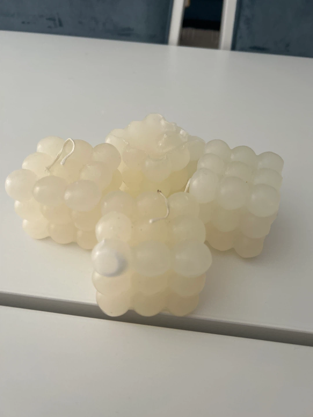 Set of 4 Bubble Cube Candles - Cream