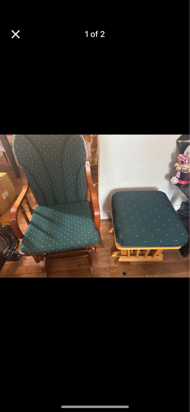 Glider Rocking Chair and Ottoman Set - Green Polka Dot - photo 2