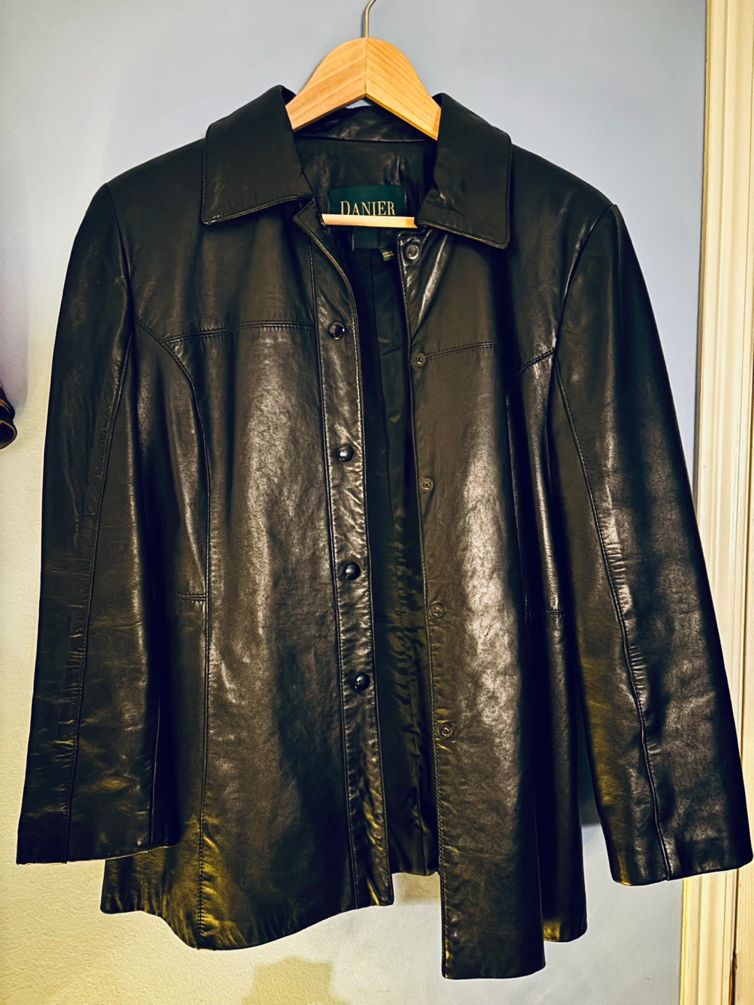 Danier Black Leather Jacket - Size M