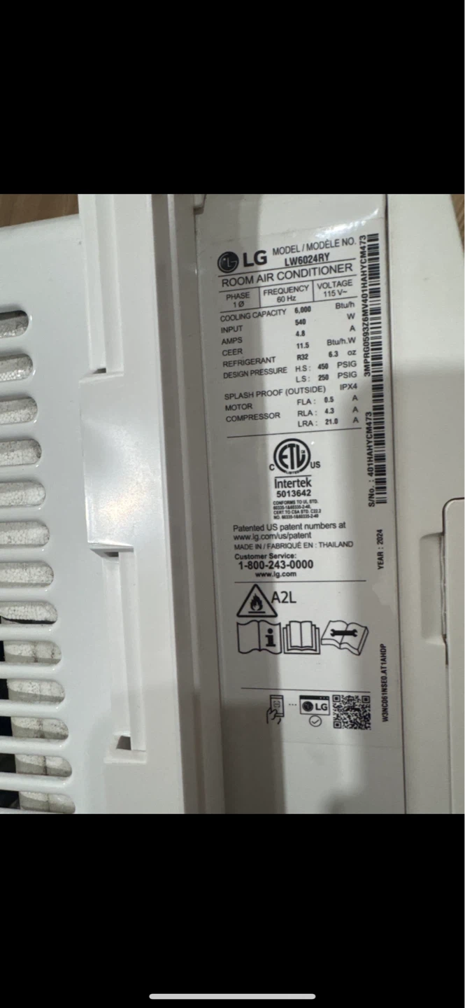 LG LW6024RY Room Air Conditioner - photo 3
