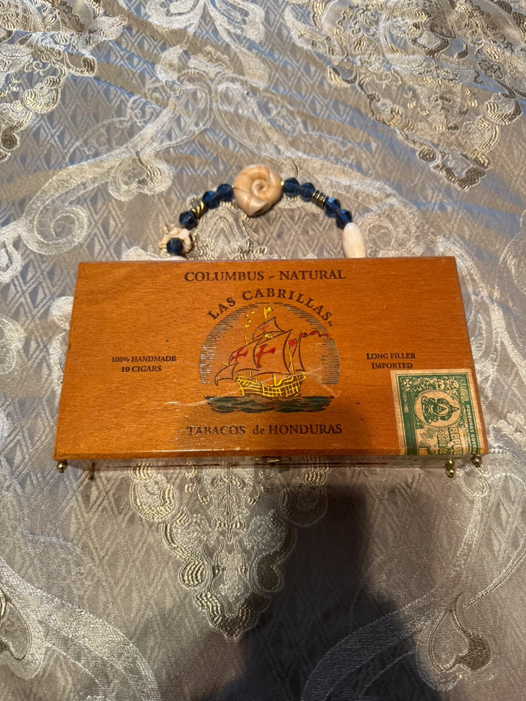 Las Cabrillas Cigar Box Handbag with Seashell Handle