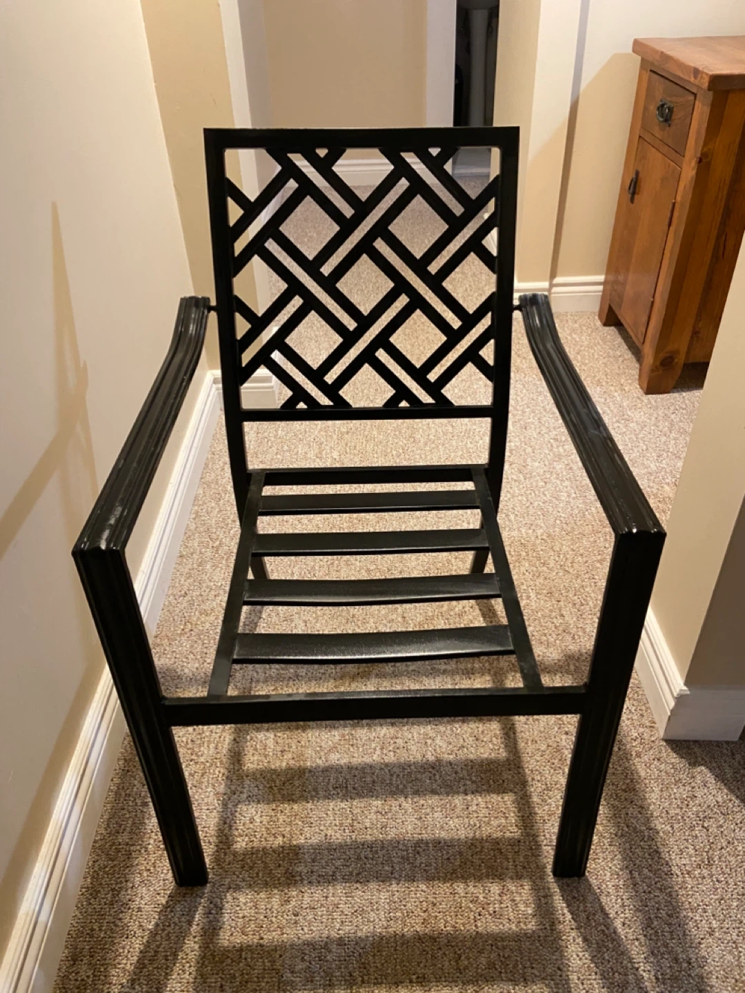 Black Metal Armchairs x 4 with Beige Cushions - photo 2