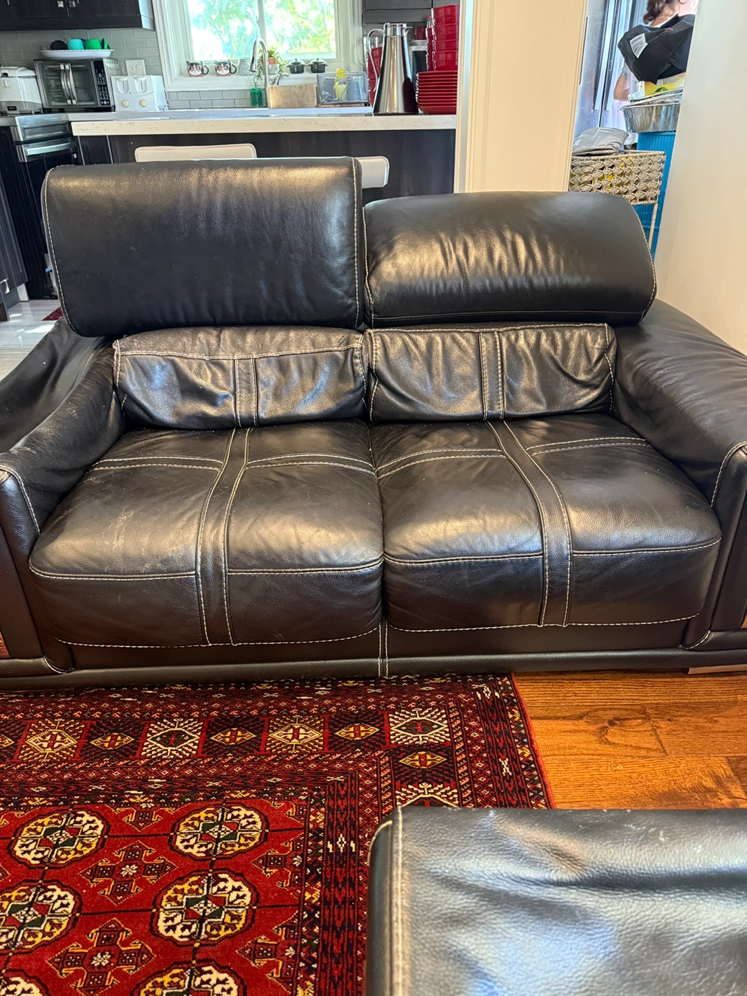Black Leather Loveseat - photo 2