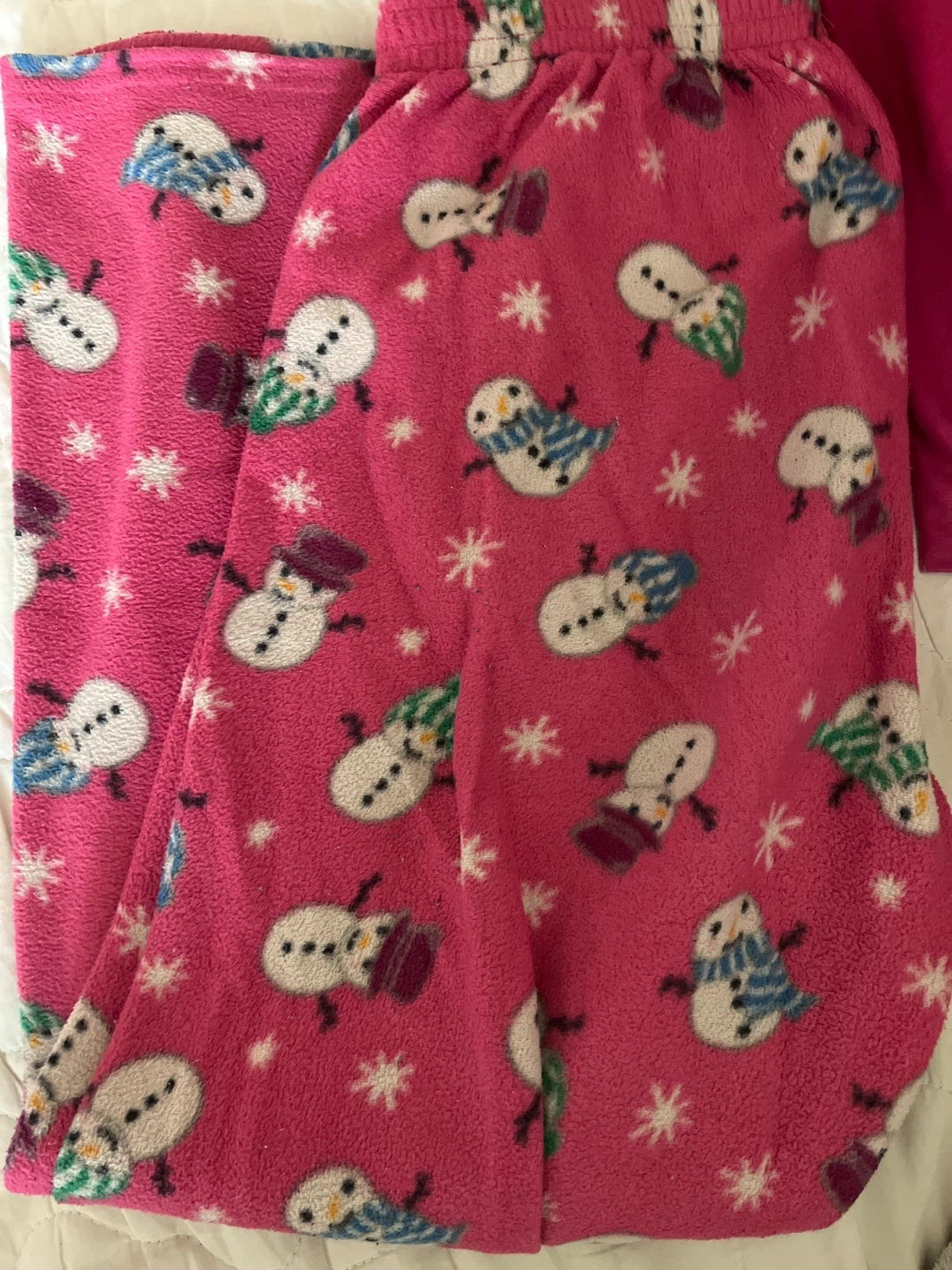Pink Fleece Pajamas Snowman Print - photo 2