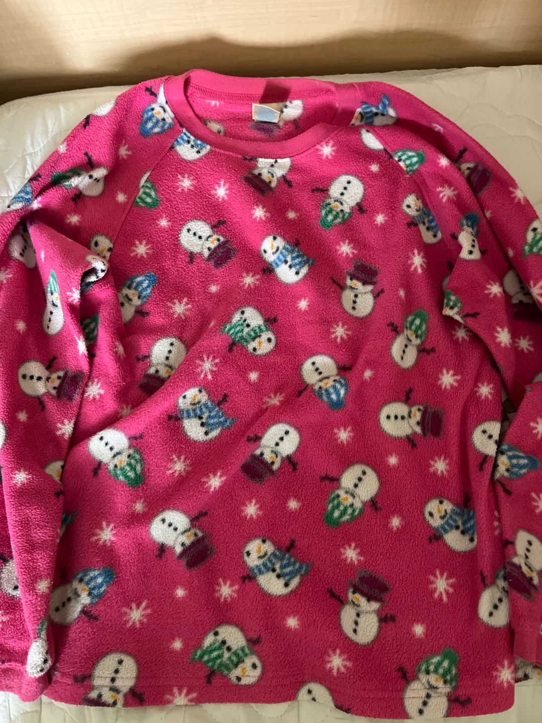 Pink Fleece Pajamas Snowman Print