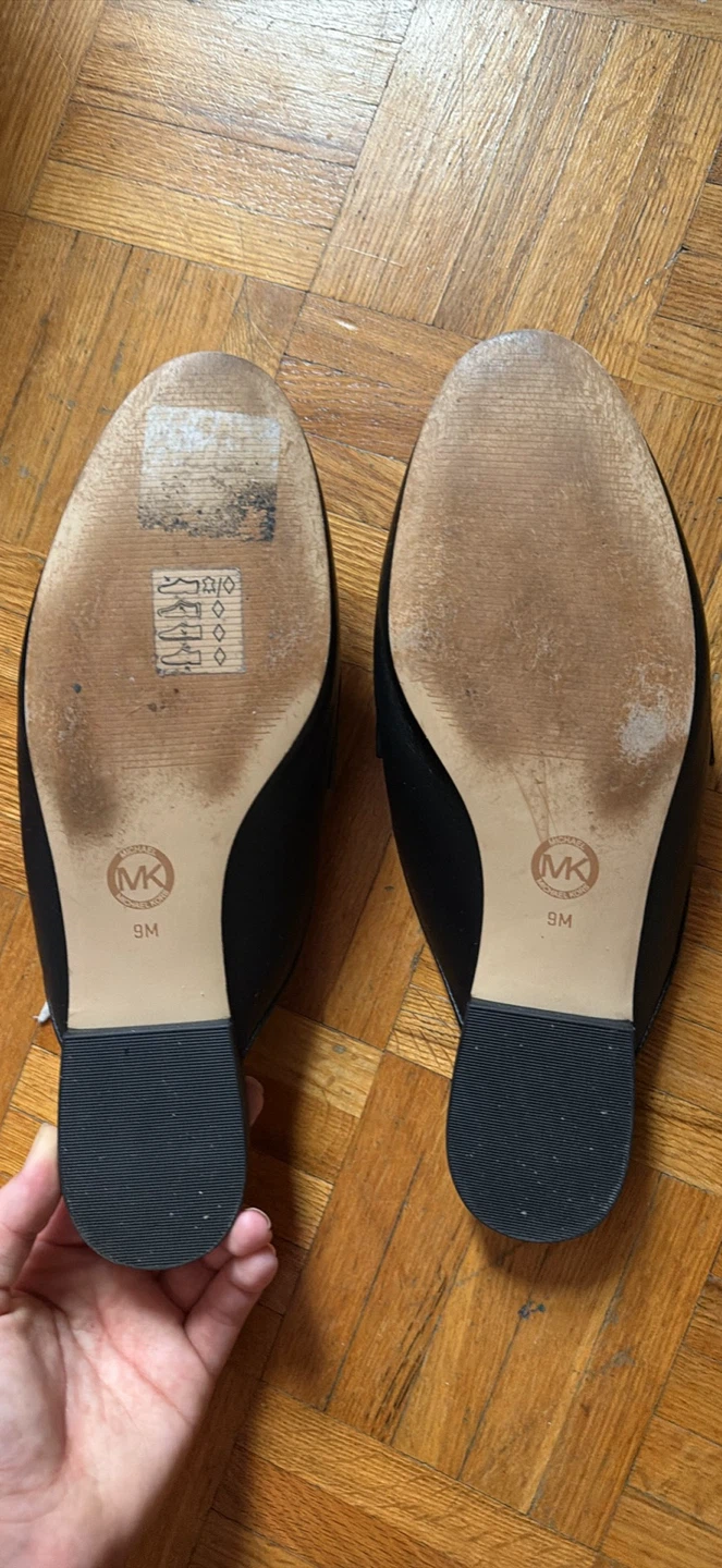 Michael Kors Black and Brown Logo Mule Flats Size 9 - photo 3