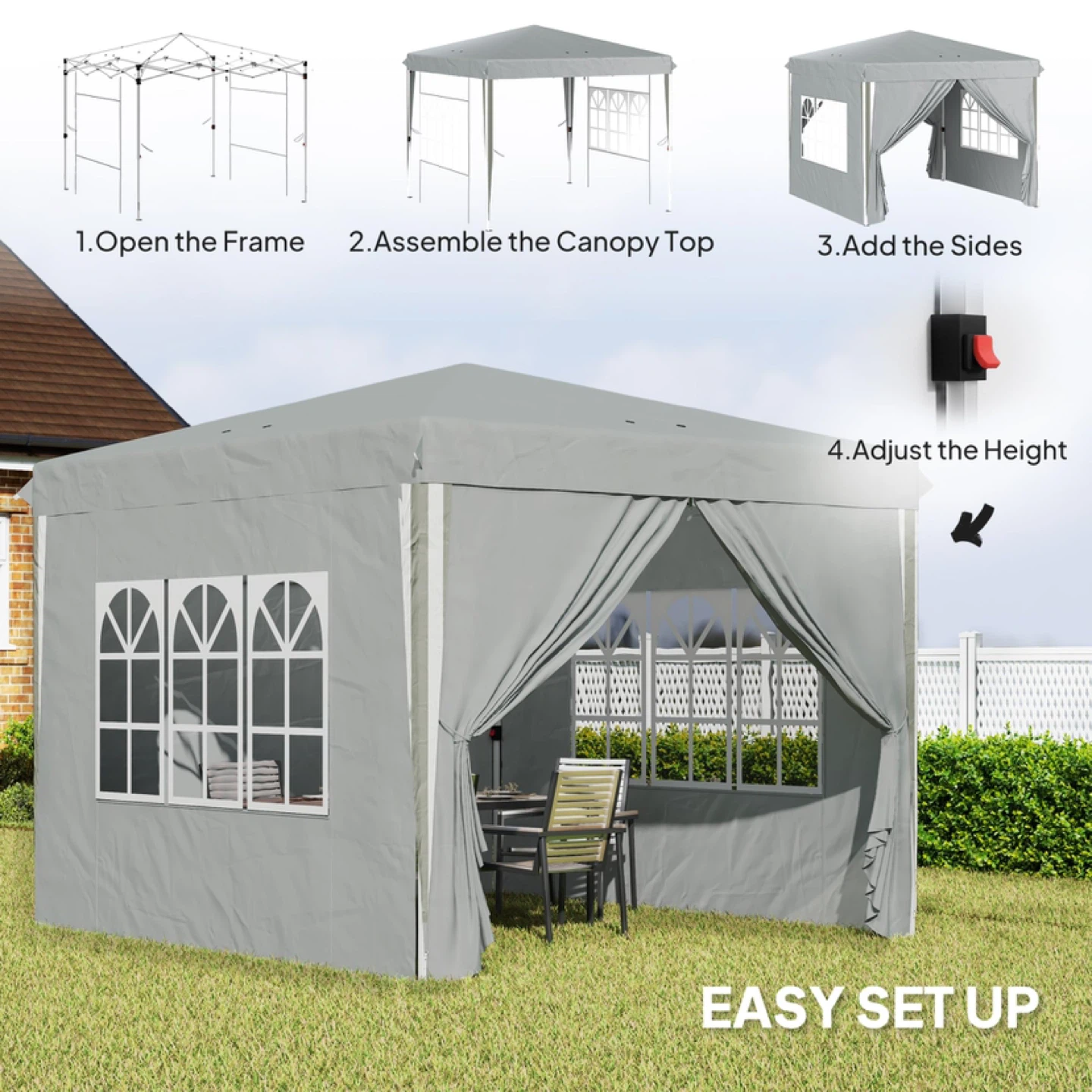 Outsunny 10' x 10' Pop-Up Canopy Tent with Sidewalls